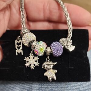 Silver and Purple Charm Bracelet
